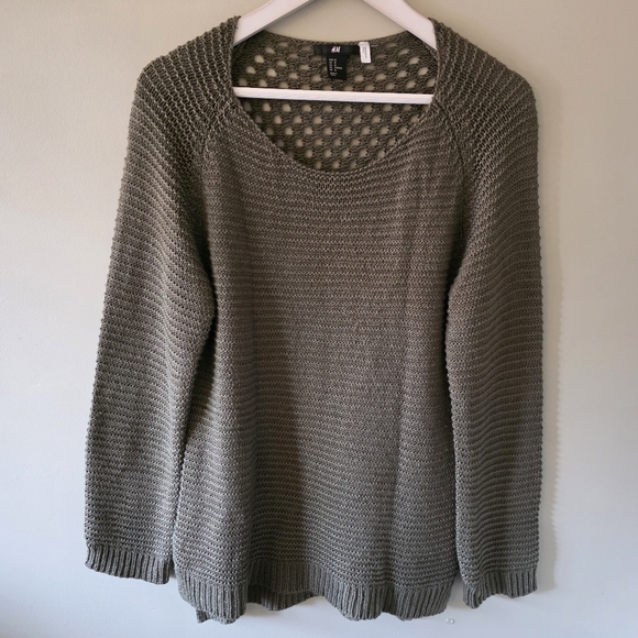 H&M M Indie Sleeze Hippie Grunge Whimsigoth Fishnet Crochet Knit Sweater - Picture 1 of 8